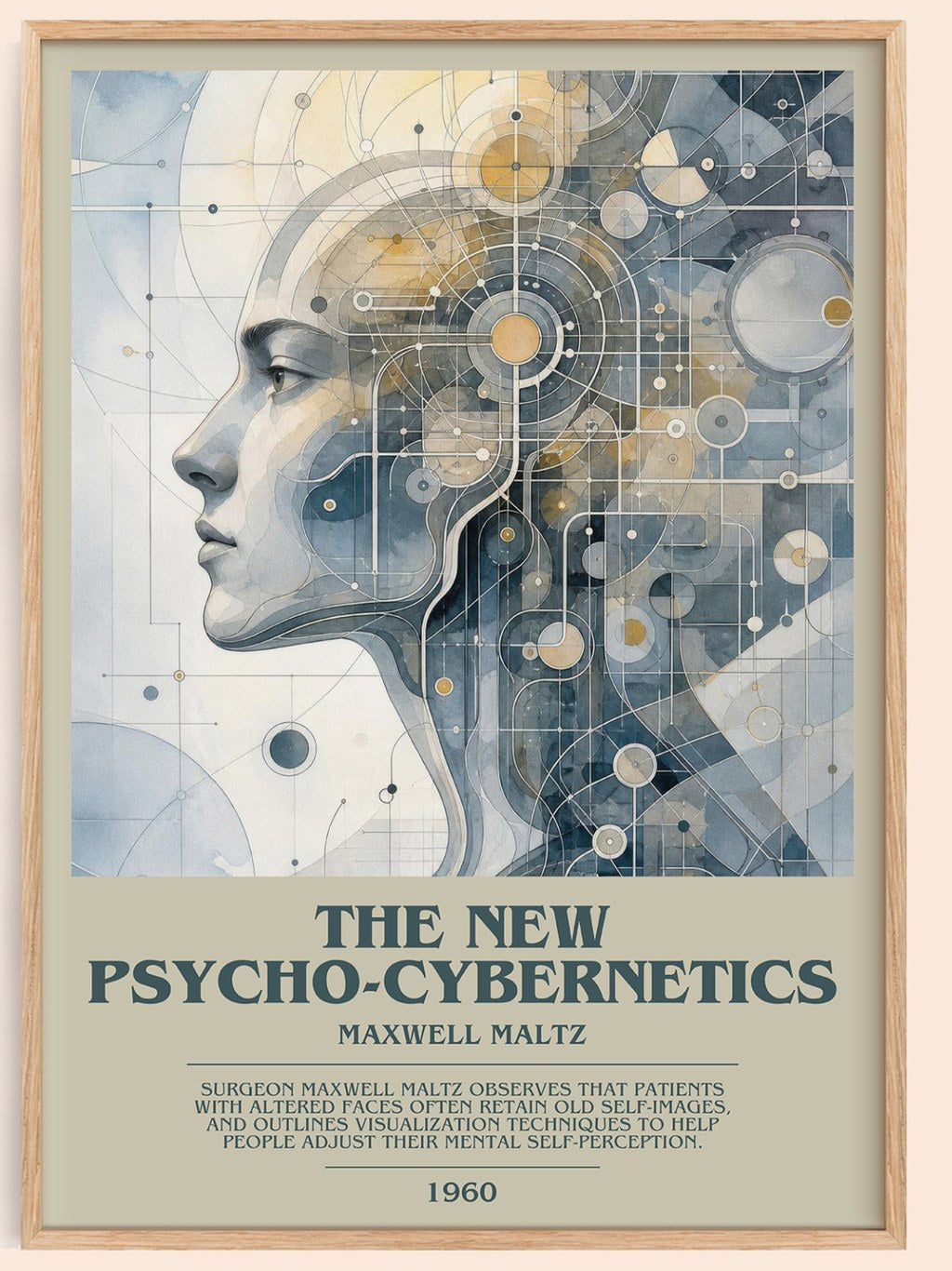 The New Psycho-Cybernetics bookish book poster by Maxwell Maltz – framed literary art print