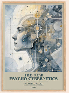 The New Psycho-Cybernetics book cover book poster by Maxwell Maltz – framed literary art print