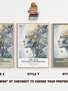 The New Psycho-Cybernetics book cover print in frame leaning in hallway – non fiction wall art