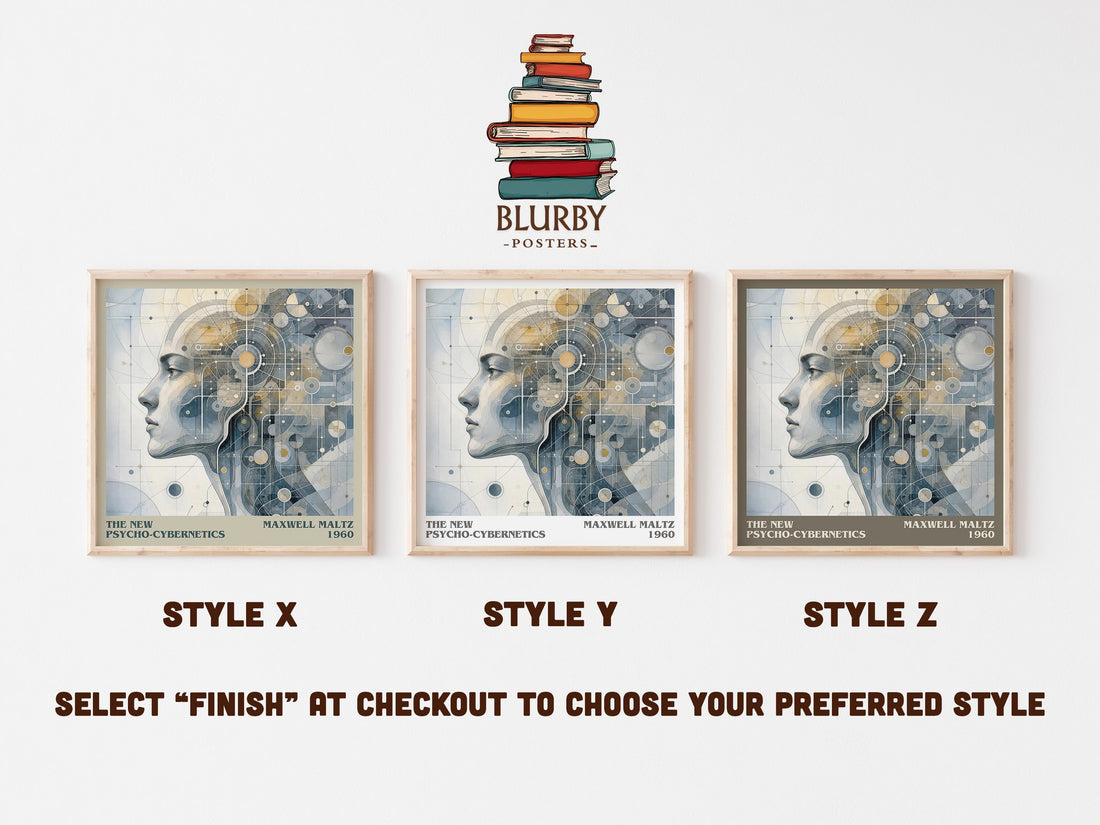 The New Psycho-Cybernetics literary print in frame leaning in hallway – non fiction wall art (mockup)