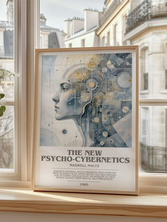 The New Psycho-Cybernetics bookish poster colour and style options – Maxwell Maltz book art