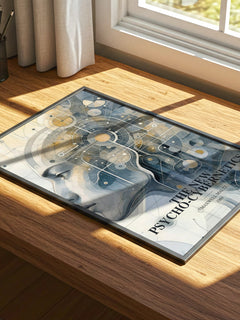 The New Psycho-Cybernetics watercolour book poster framed on wall – non fiction wall art