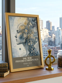 The New Psycho-Cybernetics book cover print framed by window – literary home decor