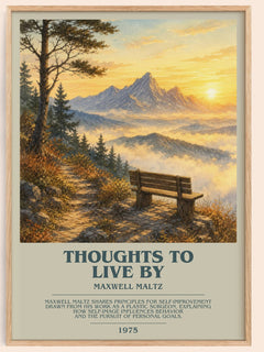 Thoughts to live by bookish book poster by Maxwell Maltz – framed literary art print