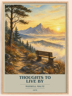 Thoughts to live by book cover book poster by Maxwell Maltz – framed literary art print