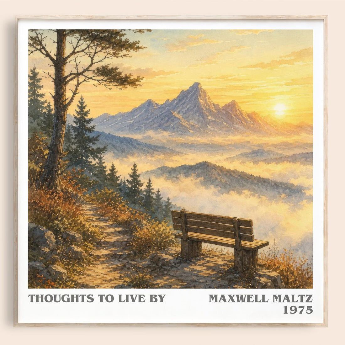 Thoughts to live by literary book poster by Maxwell Maltz – framed literary art print