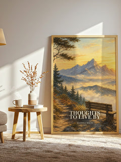 Thoughts to live by watercolour print in frame leaning in hallway – non fiction wall art