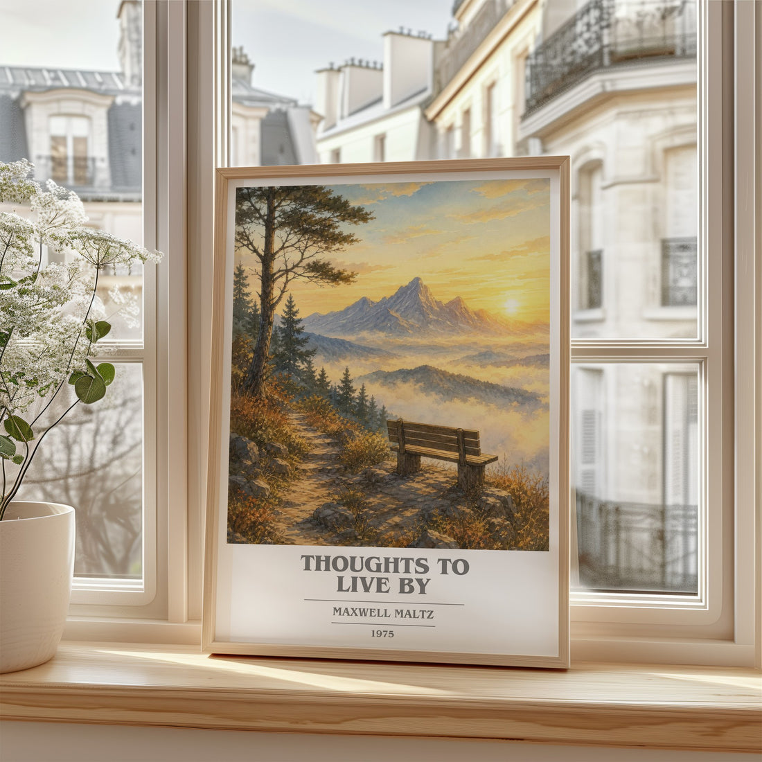 Thoughts to live by book cover poster colour and style options – Maxwell Maltz book art