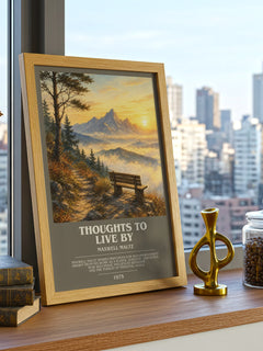 Thoughts to live by bookish print framed by window – literary home decor