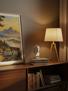 Thoughts to live by watercolour print on bookshelf – Maxwell Maltz fan gift