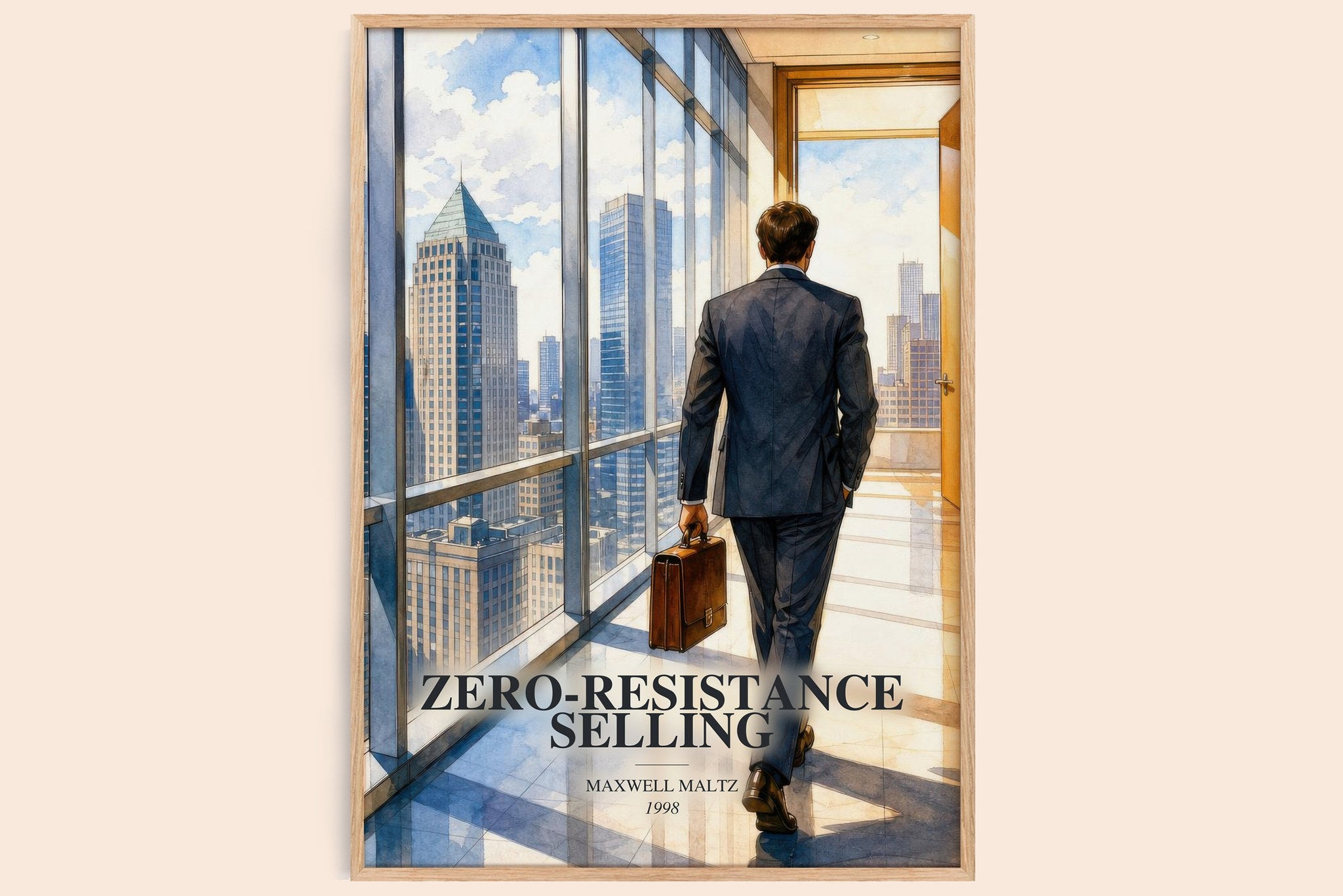 Zero-resistance selling Book Watercolour Illustration by Maxwell Maltz