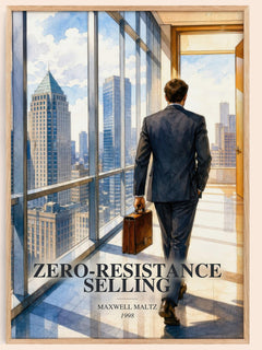 Zero-resistance selling watercolour book poster by Maxwell Maltz – framed literary art print