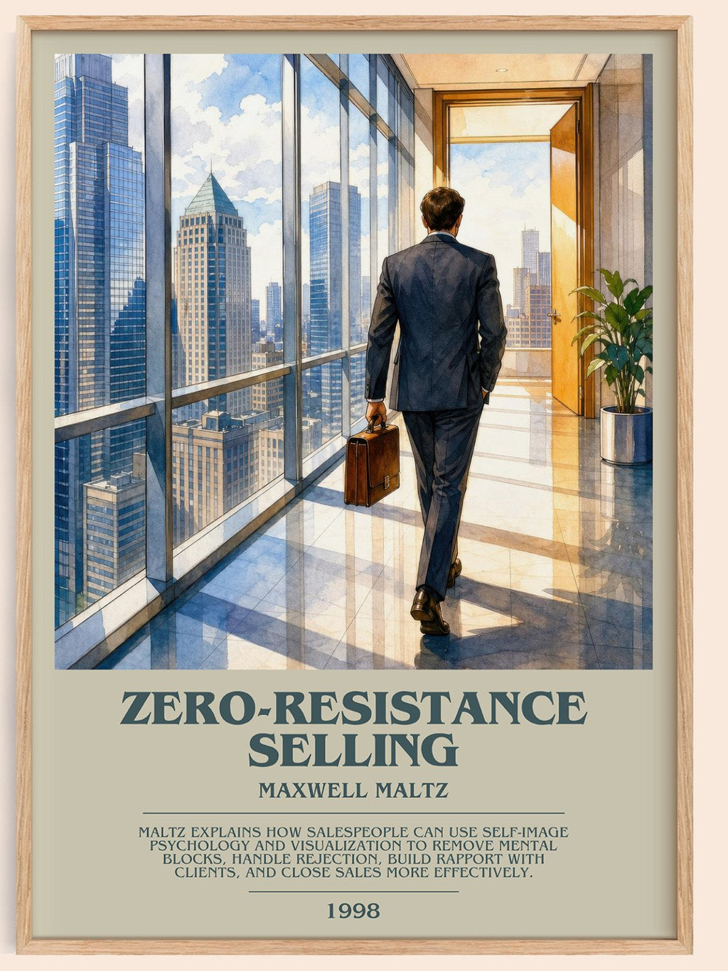 Zero-resistance selling bookish book poster by Maxwell Maltz – framed literary art print