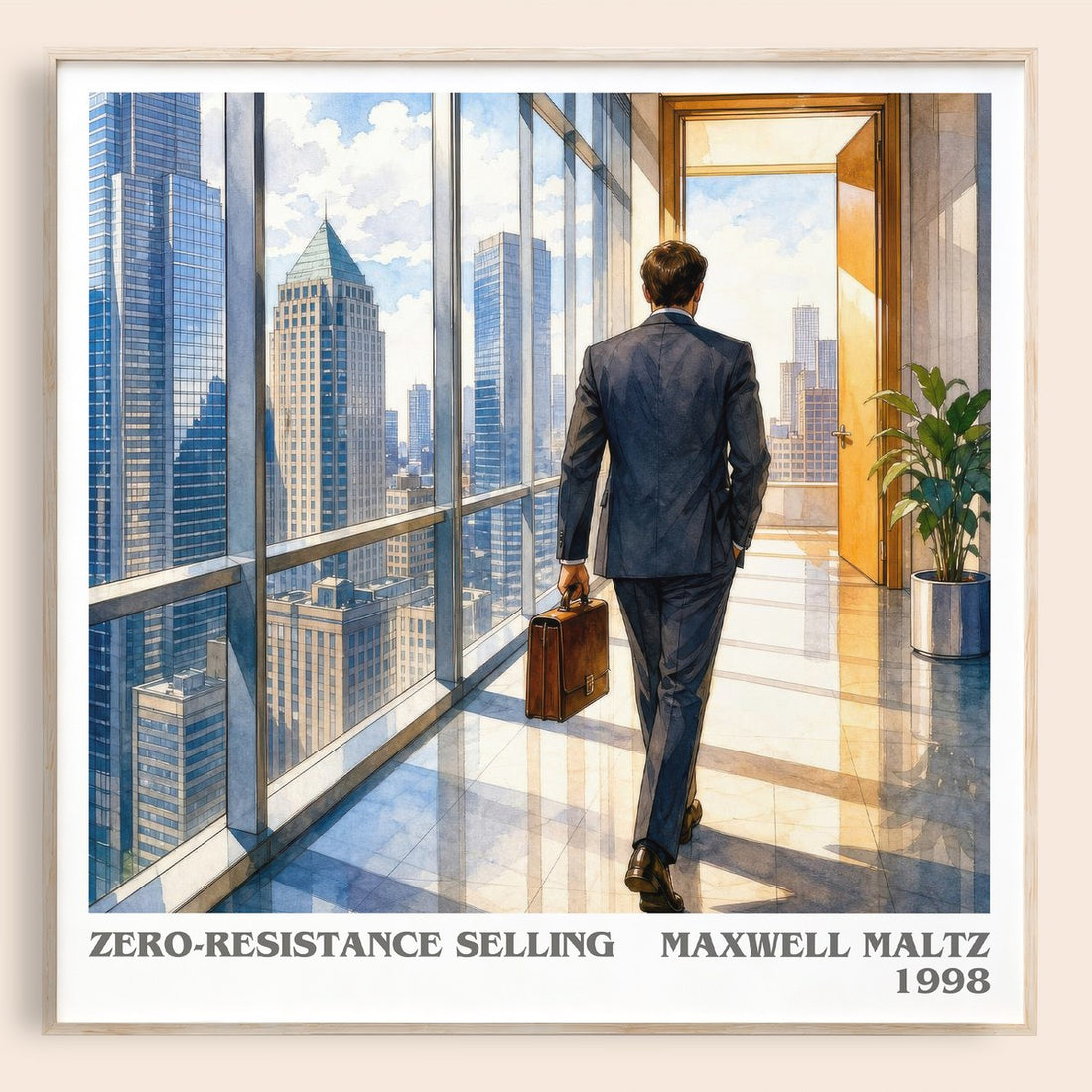 Zero-resistance selling literary book poster by Maxwell Maltz – framed literary art print