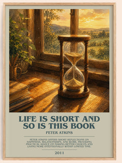 Life Is Short And So Is This Book bookish book poster by Peter Atkins – framed literary art print