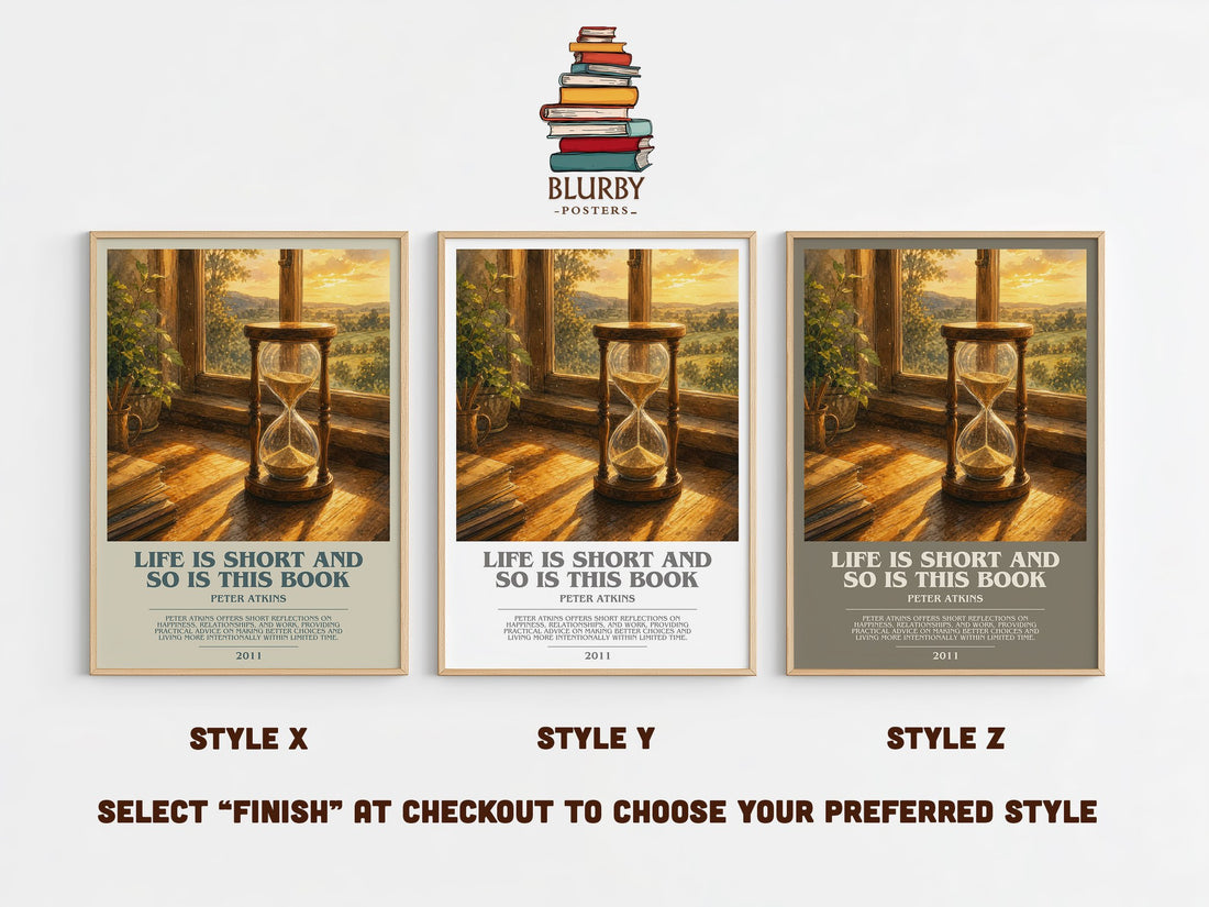 Life Is Short And So Is This Book bookish print in frame leaning in hallway – non fiction wall art (mockup)