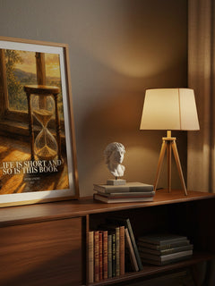 Life Is Short And So Is This Book watercolour print on bookshelf – Peter Atkins fan gift
