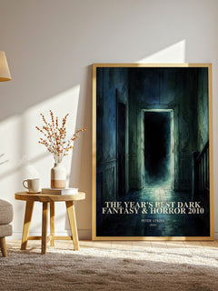 The Year's Best Dark Fantasy & Horror 2010 watercolour print in frame leaning in hallway – horror wall art