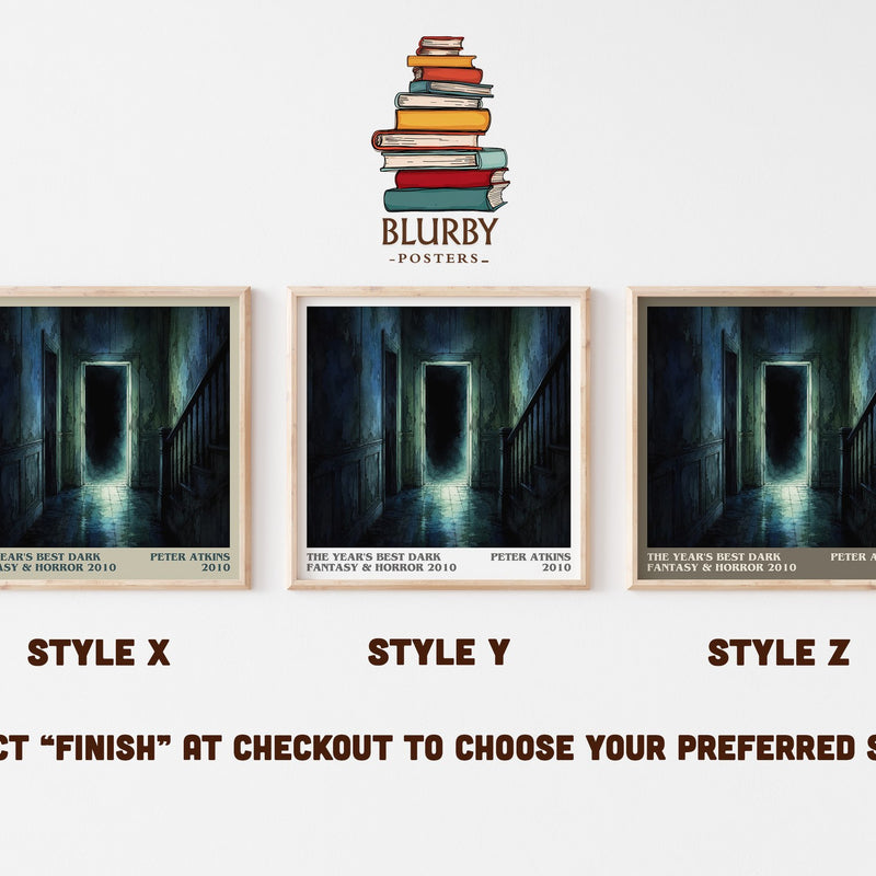 The Year's Best Dark Fantasy & Horror 2010 literary print in frame leaning in hallway – horror wall art