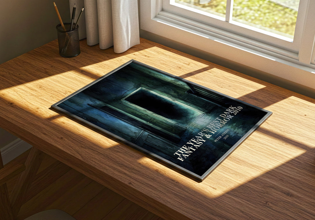 The Year's Best Dark Fantasy & Horror 2010 watercolour book poster framed on wall – horror wall art