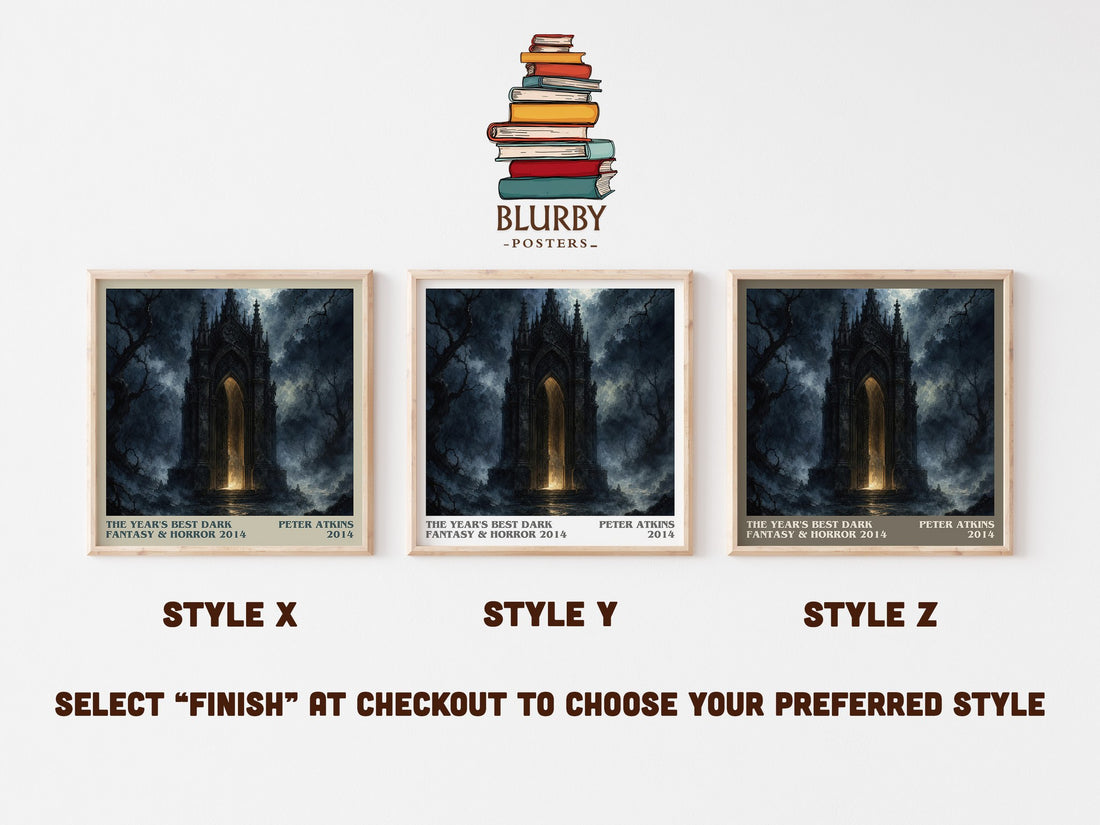 The Year's Best Dark Fantasy & Horror 2014 literary print in frame leaning in hallway – horror wall art (mockup)