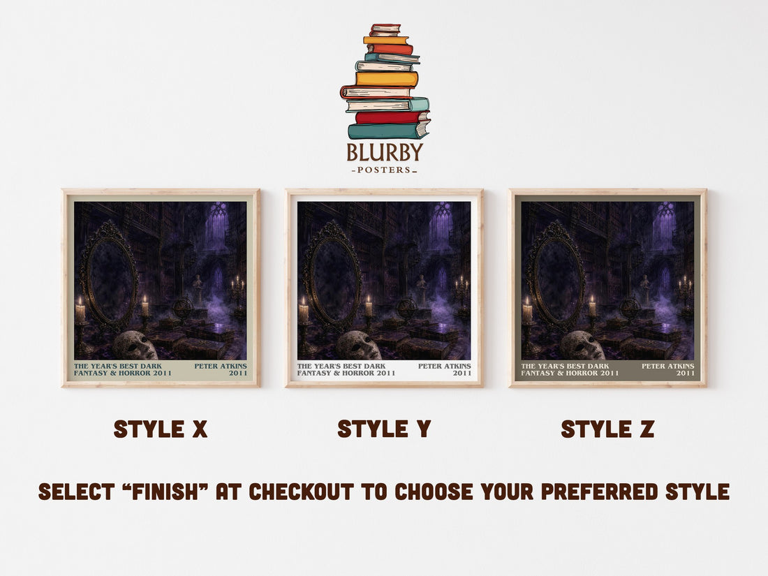 The Year's Best Dark Fantasy & Horror 2011 literary print in frame leaning in hallway – horror wall art (mockup)