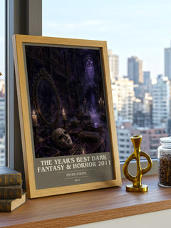 The Year's Best Dark Fantasy & Horror 2011 book cover print framed by window – literary home decor