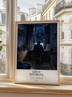 Open sources book cover poster colour and style options – Linus Torvalds book art