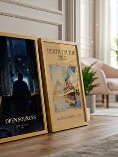 Open sources watercolour print framed by window – literary home decor