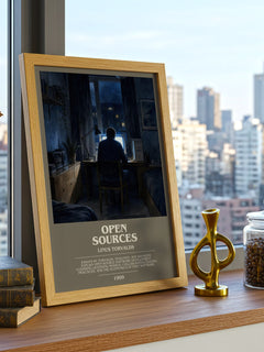 Open sources bookish print framed by window – literary home decor