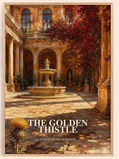The Golden Thistle watercolour book poster by Janet Louise Roberts – framed literary art print