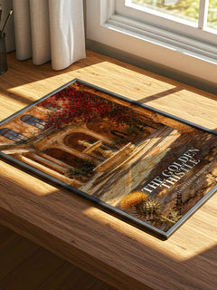 The Golden Thistle watercolour book poster framed on wall – romance wall art
