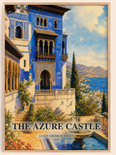 The Azure Castle watercolour book poster by Janet Louise Roberts – framed literary art print