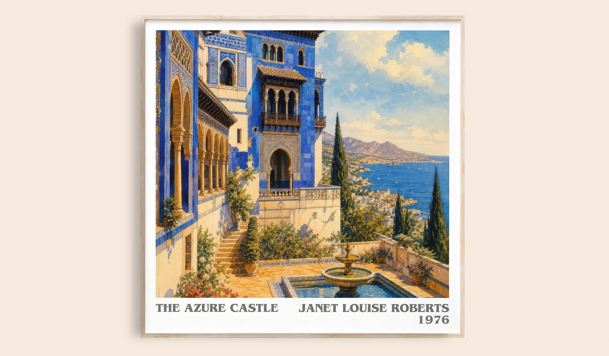 The Azure Castle Literary Art Print by Janet Louise Roberts
