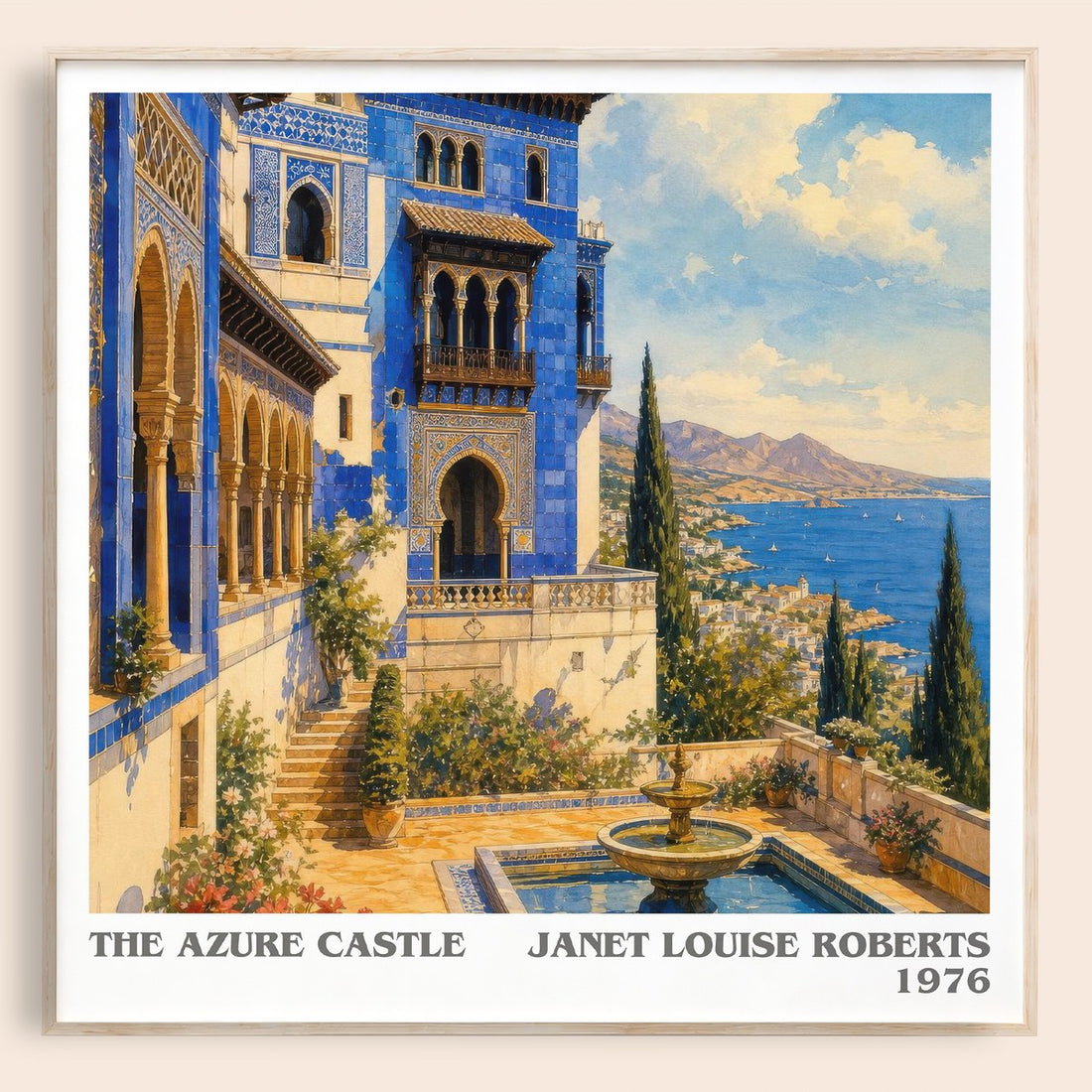 The Azure Castle literary book poster by Janet Louise Roberts – framed literary art print
