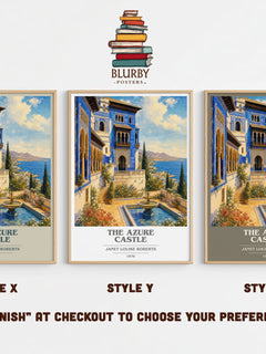 The Azure Castle book cover print in frame leaning in hallway – romance wall art