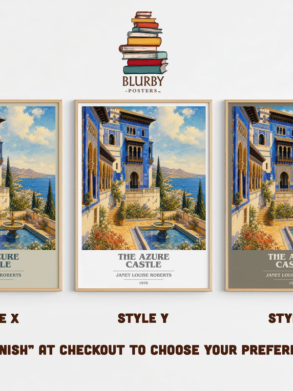The Azure Castle book cover print in frame leaning in hallway – romance wall art