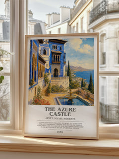 The Azure Castle bookish poster colour and style options – Janet Louise Roberts book art