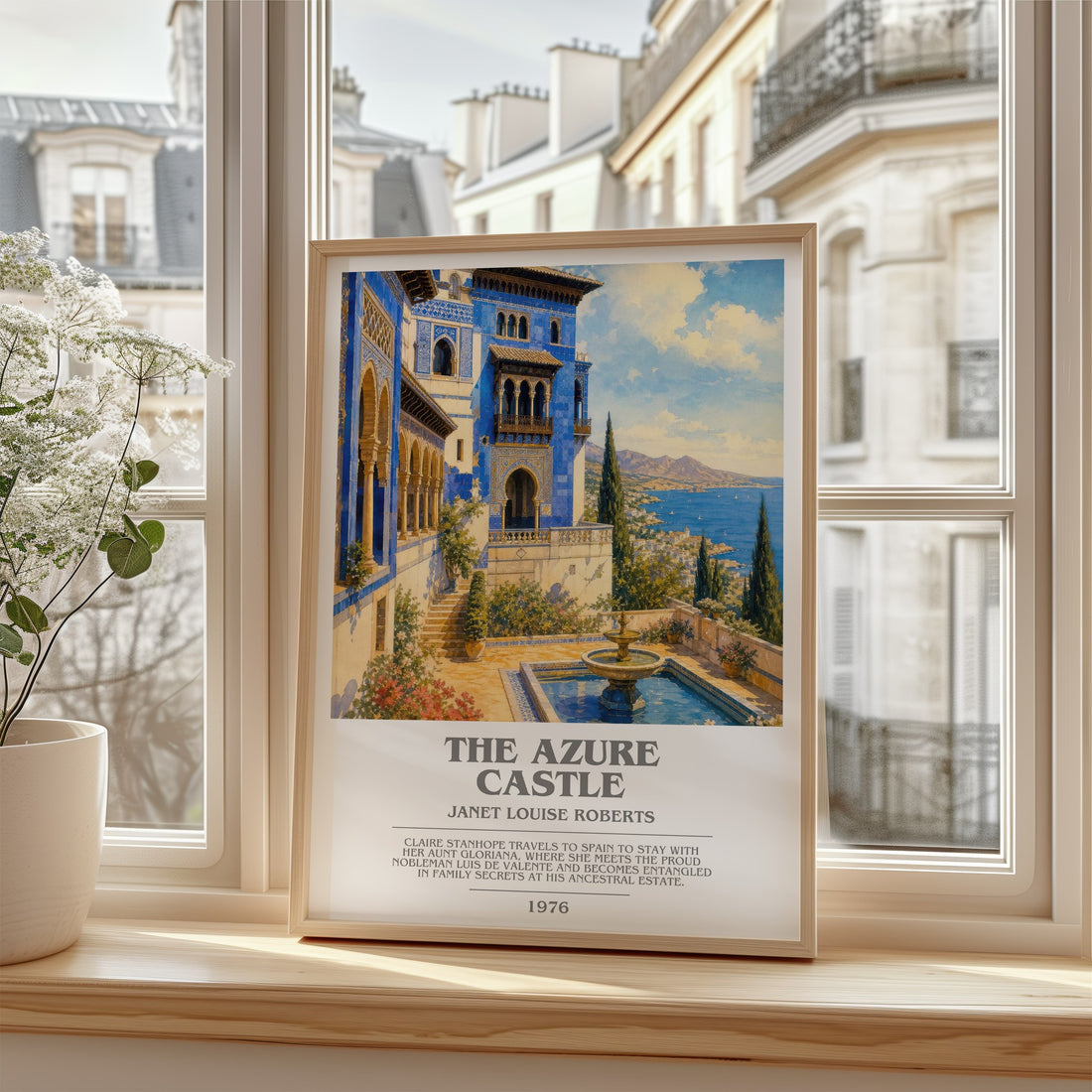 The Azure Castle bookish poster colour and style options – Janet Louise Roberts book art