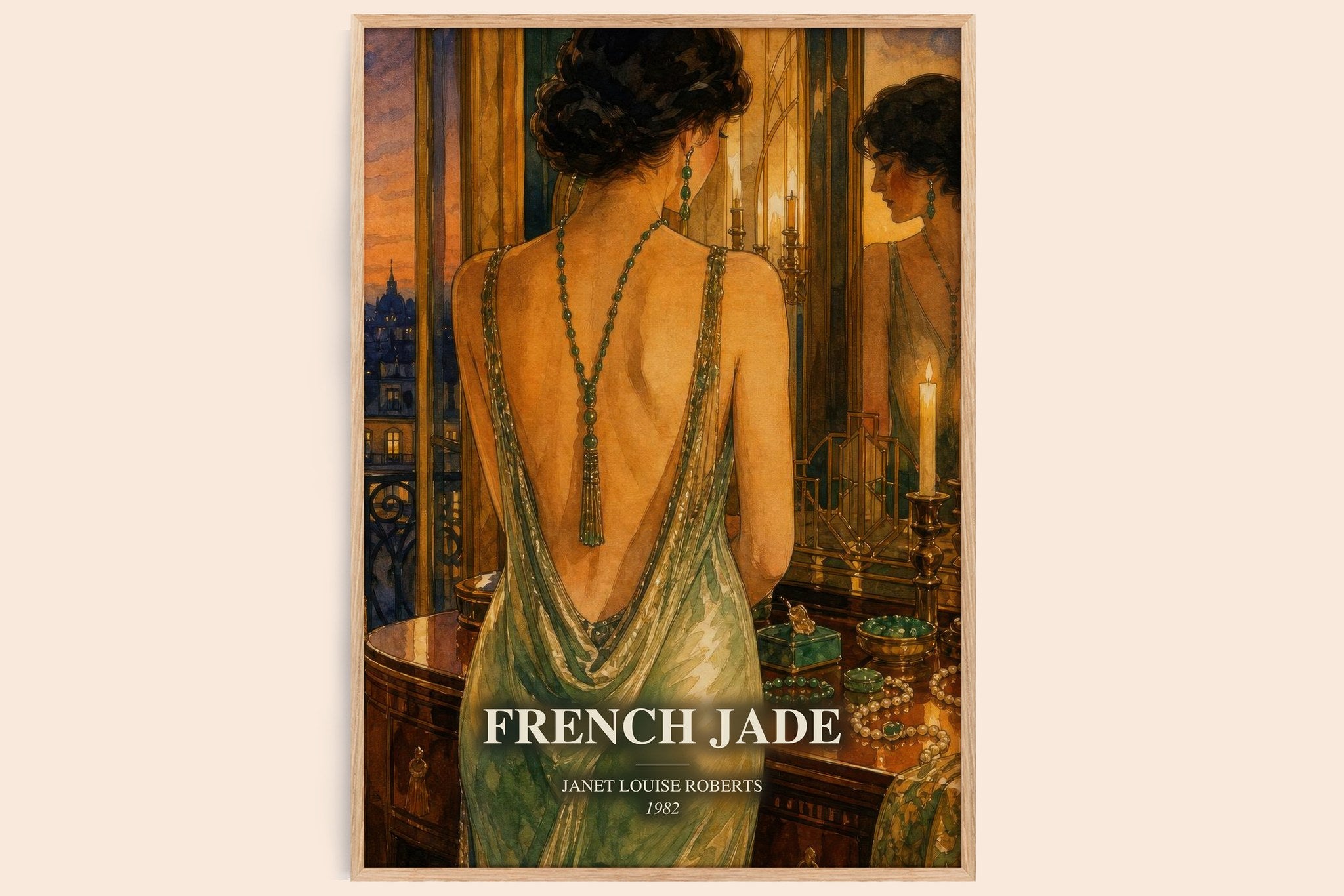 French Jade Book Watercolour Illustration by Janet Louise Roberts