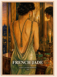 French Jade watercolour book poster by Janet Louise Roberts – framed literary art print