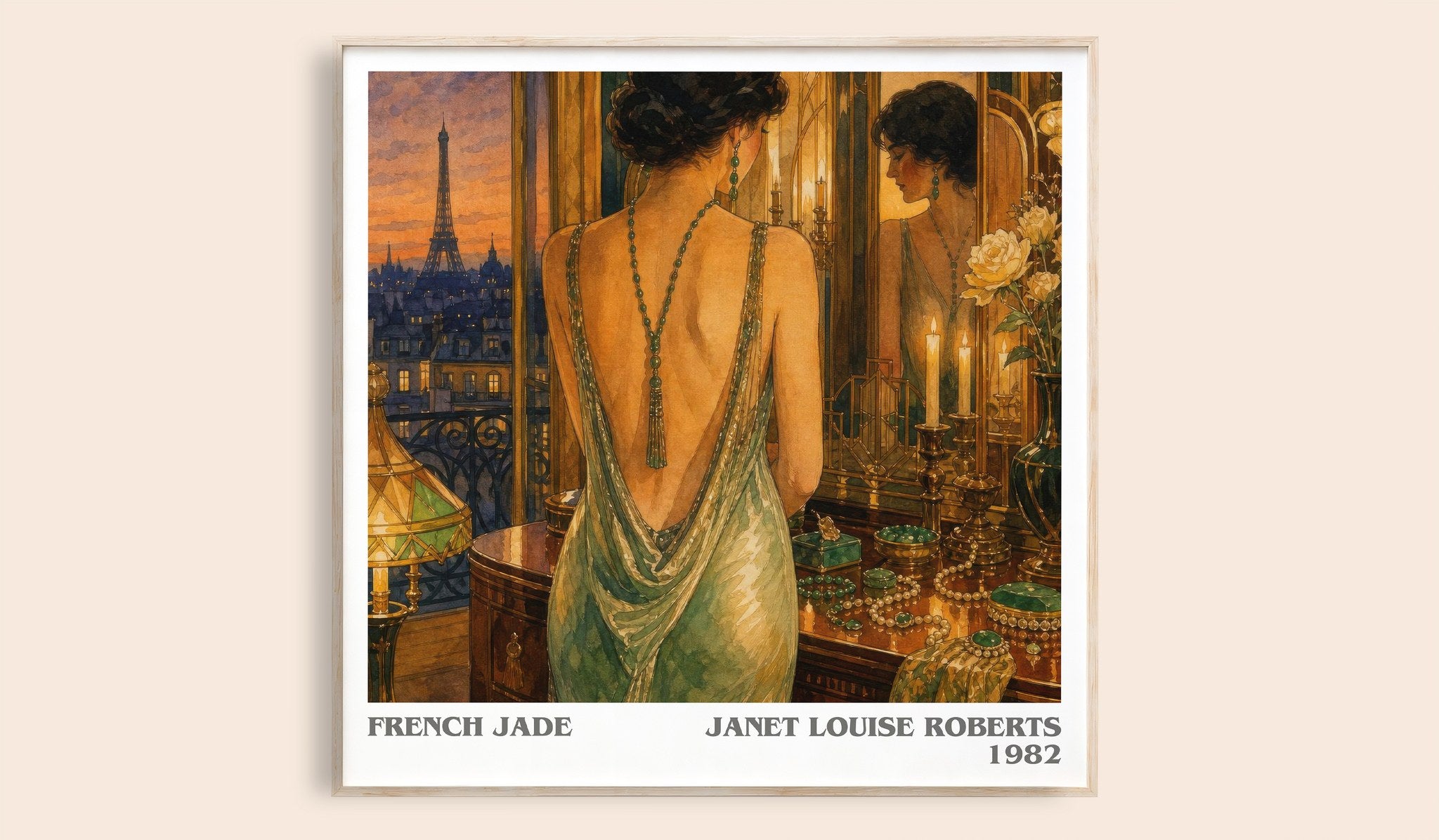 French Jade Literary Art Print by Janet Louise Roberts