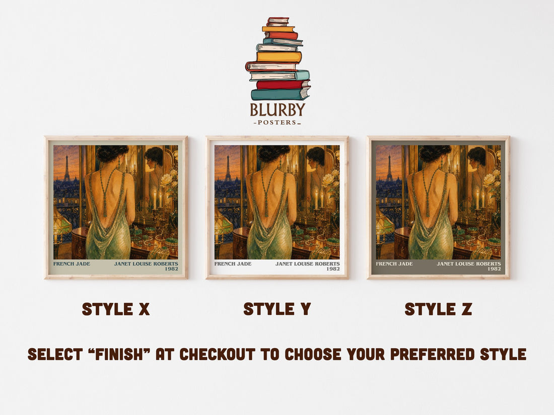 French Jade literary print in frame leaning in hallway – romance wall art (mockup)