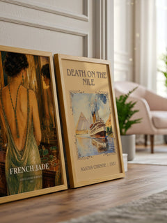 French Jade watercolour print framed by window – literary home decor