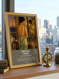 French Jade bookish print framed by window – literary home decor