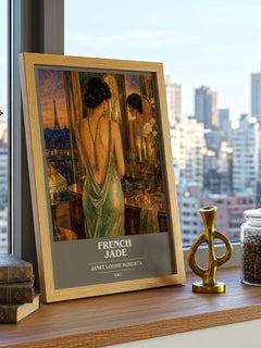 French Jade book cover print framed by window – literary home decor