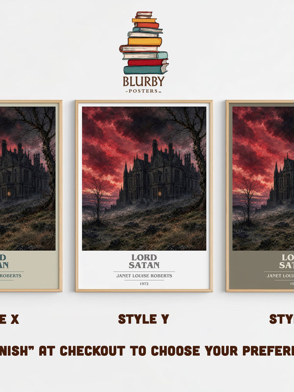 Lord Satan book cover print in frame leaning in hallway – romance wall art
