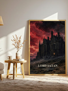 Lord Satan watercolour print in frame leaning in hallway – romance wall art