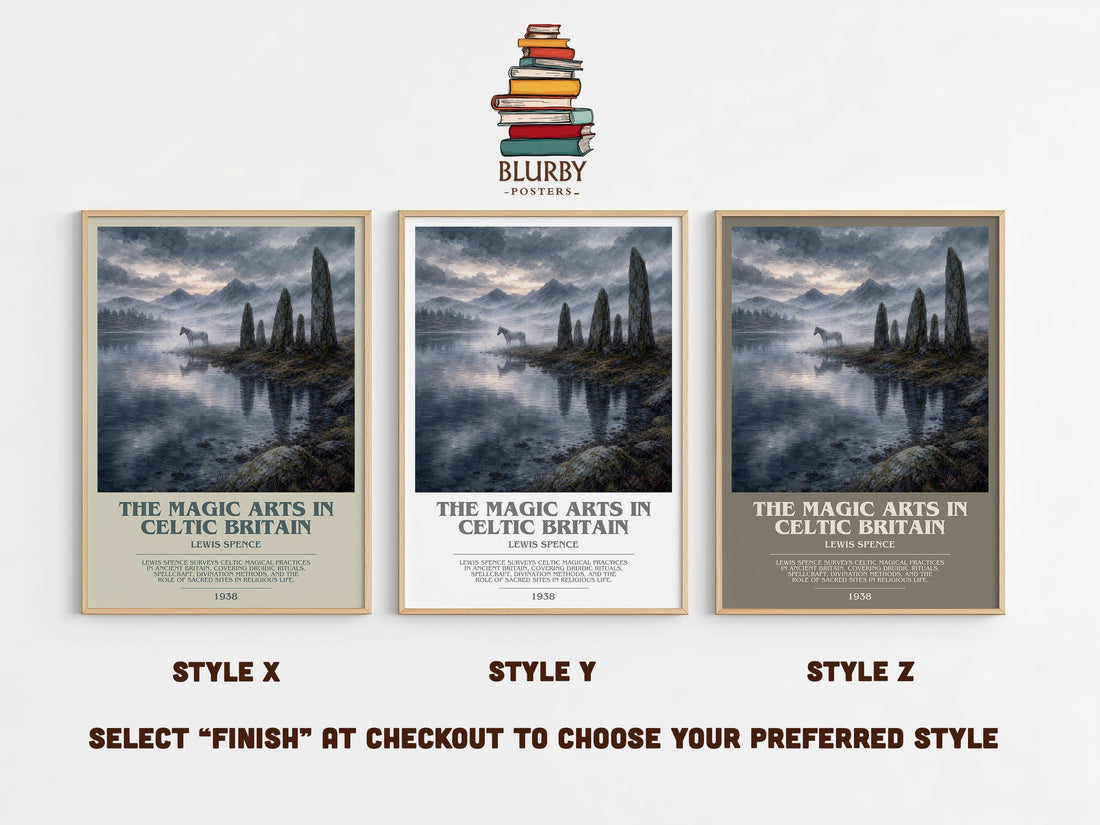 The magic arts in Celtic Britain bookish print in frame leaning in hallway – non fiction wall art (mockup)