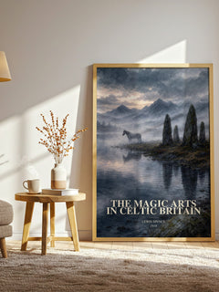 The magic arts in Celtic Britain watercolour print in frame leaning in hallway – non fiction wall art